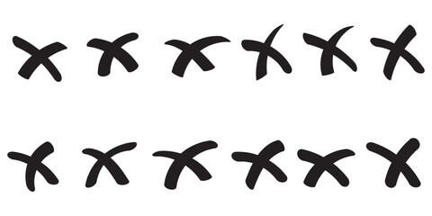 . Cross box x check mark checkbox v list vector draw hand drawn sketch doodle brush marker checklist symbol wrong right circle. Vector 