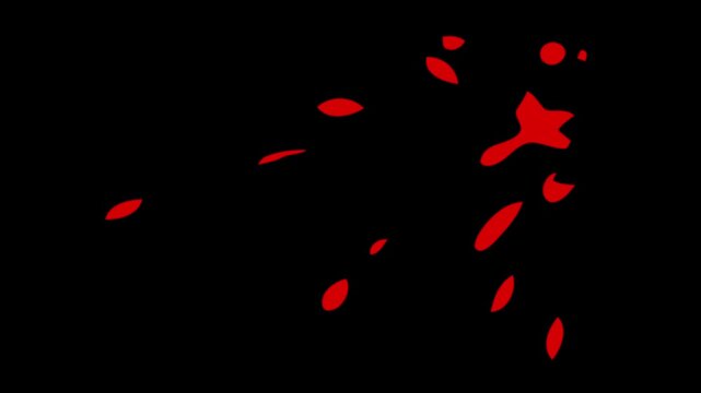 Deep red abstract elements scattered on black background