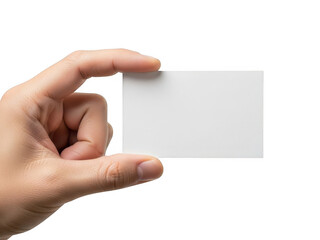 Obraz premium Hand holding blank business card isolated on transparent background