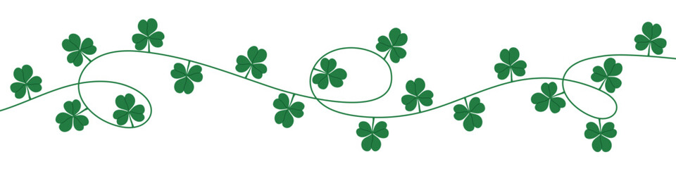 garland with clover leaves, St Patricks Day banner- vector illustration