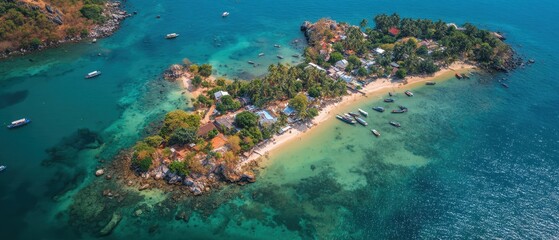Aerial View of Tropical Island in Cambodia