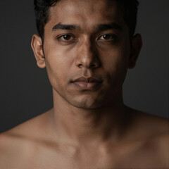 Obraz premium Portrait of a Confident South Asian Man with Dramatic Low-Key Lighting