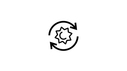 Fototapeta premium Gear icon with circular arrows symbolizing process and repetition