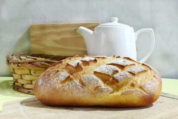 Traditional brazilian breakfast. Handmade bread and black coffee. 
