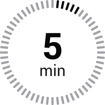 5 minutes timer stopwatch or countdown icon vector isolated on white background