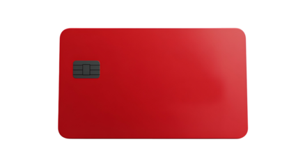 A glossy, red plastic rectangle with a chip, edges rounded, set against black