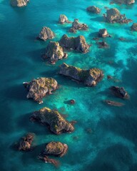 Fototapeta premium Aerial View of Tropical Islands and Turquoise Waters