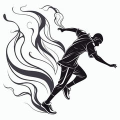 Fototapeta premium Flaming Runner Silhouette Dynamic Sprint Illustration