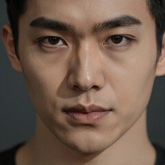 Obraz premium Editorial-Style Portrait of an East Asian Man with Intense Expression