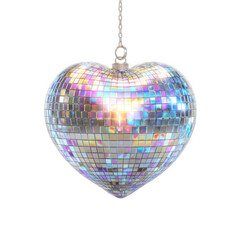 Obraz premium Hanging disco heart isolated on transparent background