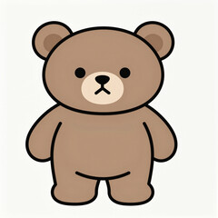 Obraz premium Cute Minimal Style Cartoon Teddy Bear with Bold Outlines and Flat Colors