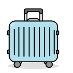 Fototapeta premium Minimalist Cartoon Illustration of a Light Blue Suitcase with Bold Outlines