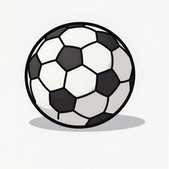 Fototapeta premium Minimalist cartoon soccer ball with bold outlines and flat colors, isolated on white background