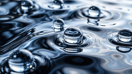 Close-up of Water Droplets on Rippled Surface