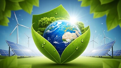 Sustainable Green Energy Future Eco Nature Background