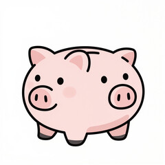 Fototapeta premium Cute Minimalist Cartoon Piggy Bank with Bold Outlines and Flat Colors