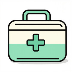 Obraz premium Cute Minimal Style First Aid Kit Illustration with Bold Outlines and Flat Colors