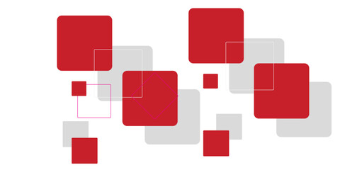 White background with abstract red grey square decoration. Vector illustration for modern presentation background, brochure design, business card background, website slider, landing page