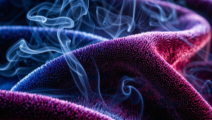 Close-Up of Textured Fabric with Mysterious Smoke Effects