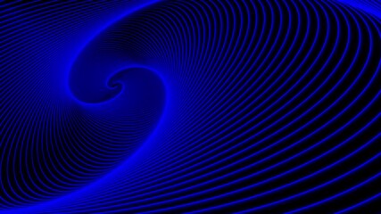 Abstract blue glowing curved lines forming a hypnotic 3d spiral tunnel background - Powered by Adobe