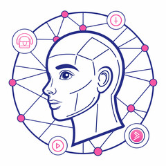 AI Digital Avatar Vector Illustration &ndash; Futuristic Virtual Persona Concept