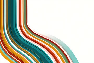 Abstract, curved bands of color flowing from upper left to a blank white space
