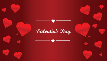 Valentines Day greeting card with red hearts on a red background valentine love romance.  Resizable and Editable, EPS 10.	