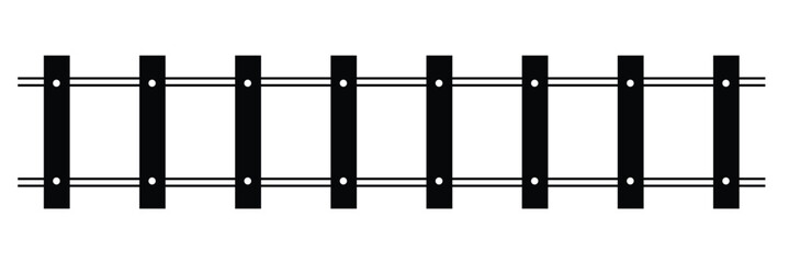Railway Line, Rails Symbol, Train Tracks Sign, Railroad Pictogram, Railway Track Silhouette eps 10