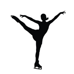 Silhouette of a female figure skater performing a graceful pose. © StockSynergy