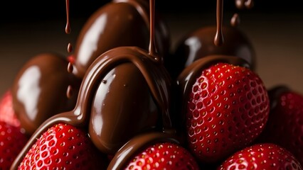 Chocolate covered strawberries and truffles with dripping chocolate a sweet indulgence