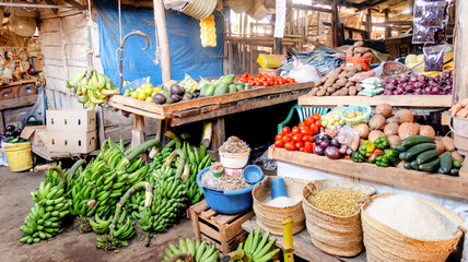 Colorful produce at a street market in Mto Wa Mbu