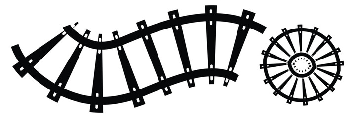 Railway Line, Rails Symbol, Train Tracks Sign, Railroad Pictogram, Railway Track Silhouette eps 10