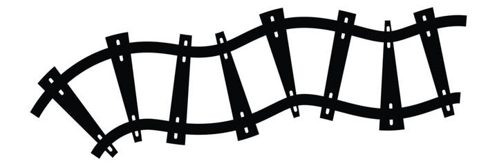 Railway Line, Rails Symbol, Train Tracks Sign, Railroad Pictogram, Railway Track Silhouette eps 10
