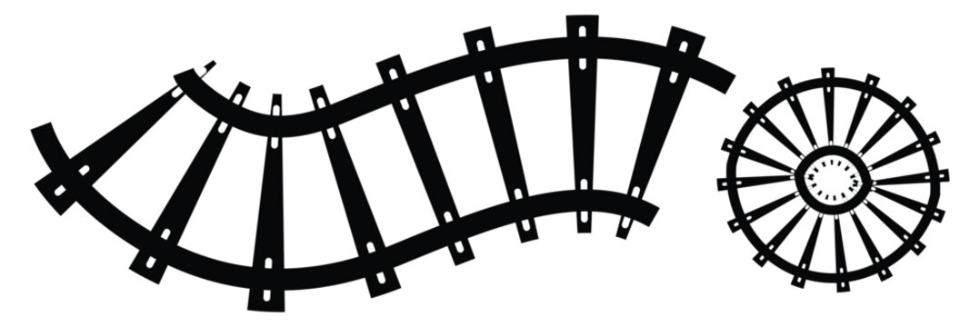 Railway Line, Rails Symbol, Train Tracks Sign, Railroad Pictogram, Railway Track Silhouette eps 10