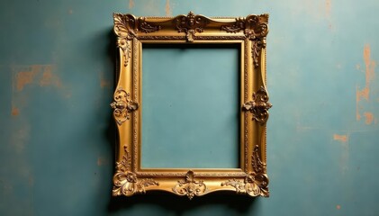 Elegant gold frame back, hanging hardware visible, object, background