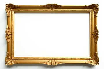 Elegant gold frame isolated on white background, white, reflecting, design element
