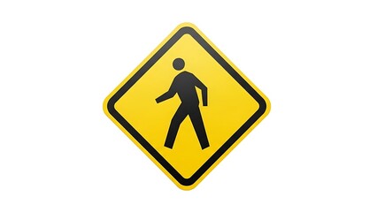 Crosswalk sign with pedestrian symbol on yellow background