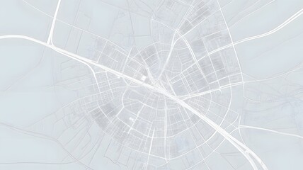 Detailed monochromatic aerial view of an intricate city map showing complex road networks and urban infrastructure with a clean modern aesthetic