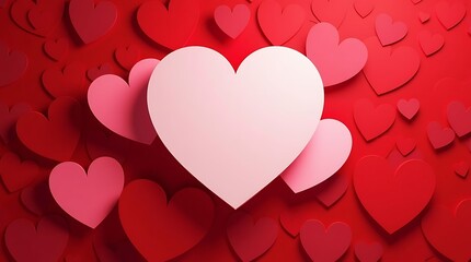 Red and Pink Heart Paper Cut Background