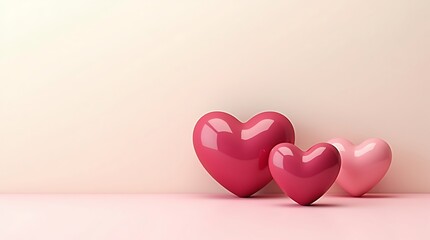 3D Heart Love Symbols Pink Background