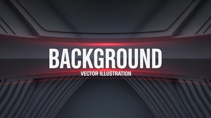 Modern futuristic dark abstract background featuring glowing red light lines and intricate geometric layered shapes creating a dynamic high tech visual design f