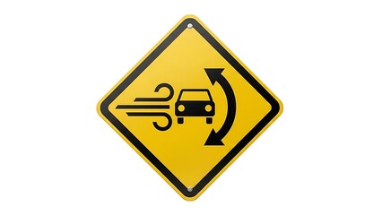 Warning sign for merging traffic ahead with vehicle merging from the side