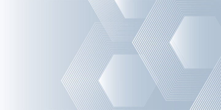Abstract hexagonal line on grey gradient background