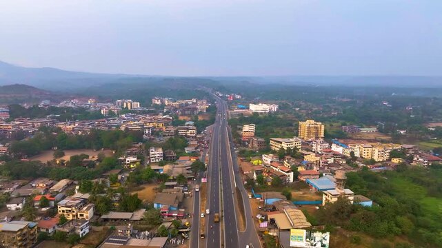 aerial view of Mumbai City Highway with Modern Buildings