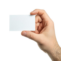 Obraz premium Hand holding blank business card isolated on transparent background