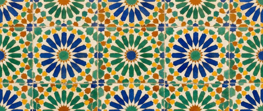 Traditional Moroccan geometric tile pattern with star shapes