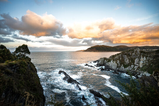 Scenic sunset view from Cova da Doncela in Lugo, Spain