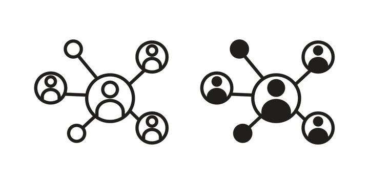 Social network icon flat simple icon. Liner version - stock vector.