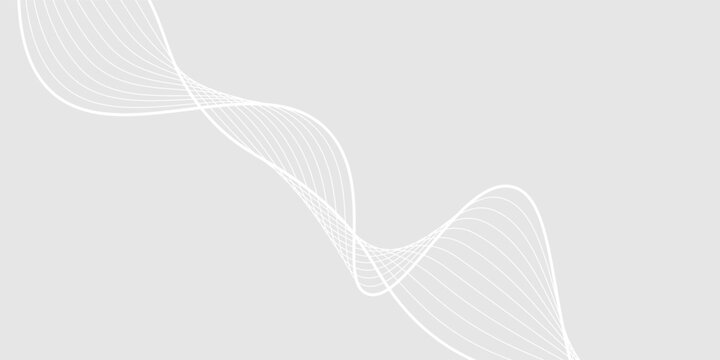 Grey white abstract futuristic soundwaves concept background. Vector banner design