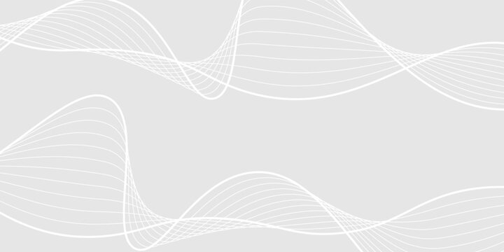Grey white abstract futuristic soundwaves concept background. Vector banner design